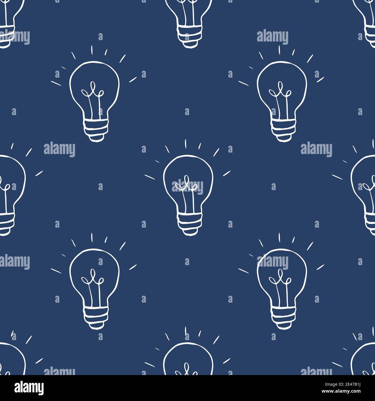 Light bulb Seamless Pattern hand drawn. Vector Illustration Stock ...