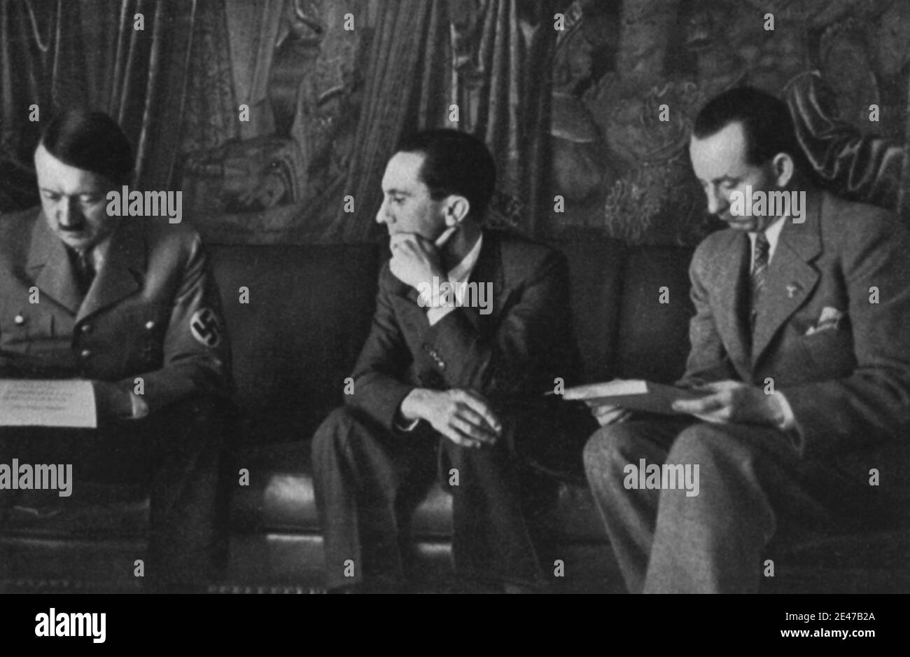 Hitler and JOseph Goebbels at Reichs Chancellory Berlin Stock Photo