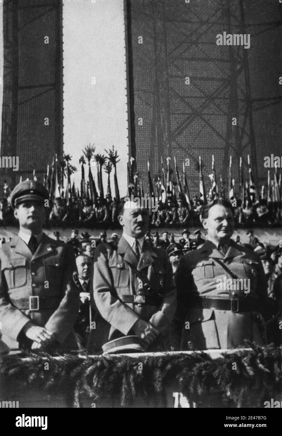 Hitler, Hermann Goring, Rudolf Hess at Templehoff Field Berlin Stock Photo