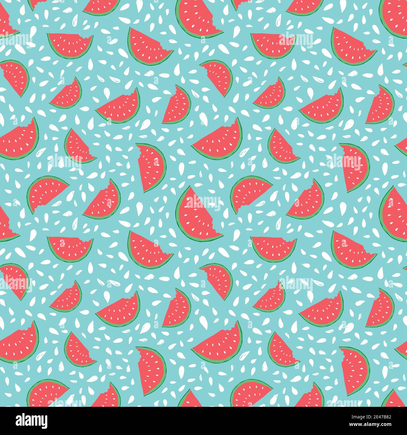 Watermelon Seamless Pattern hand drawn. Vector Illustration Stock ...