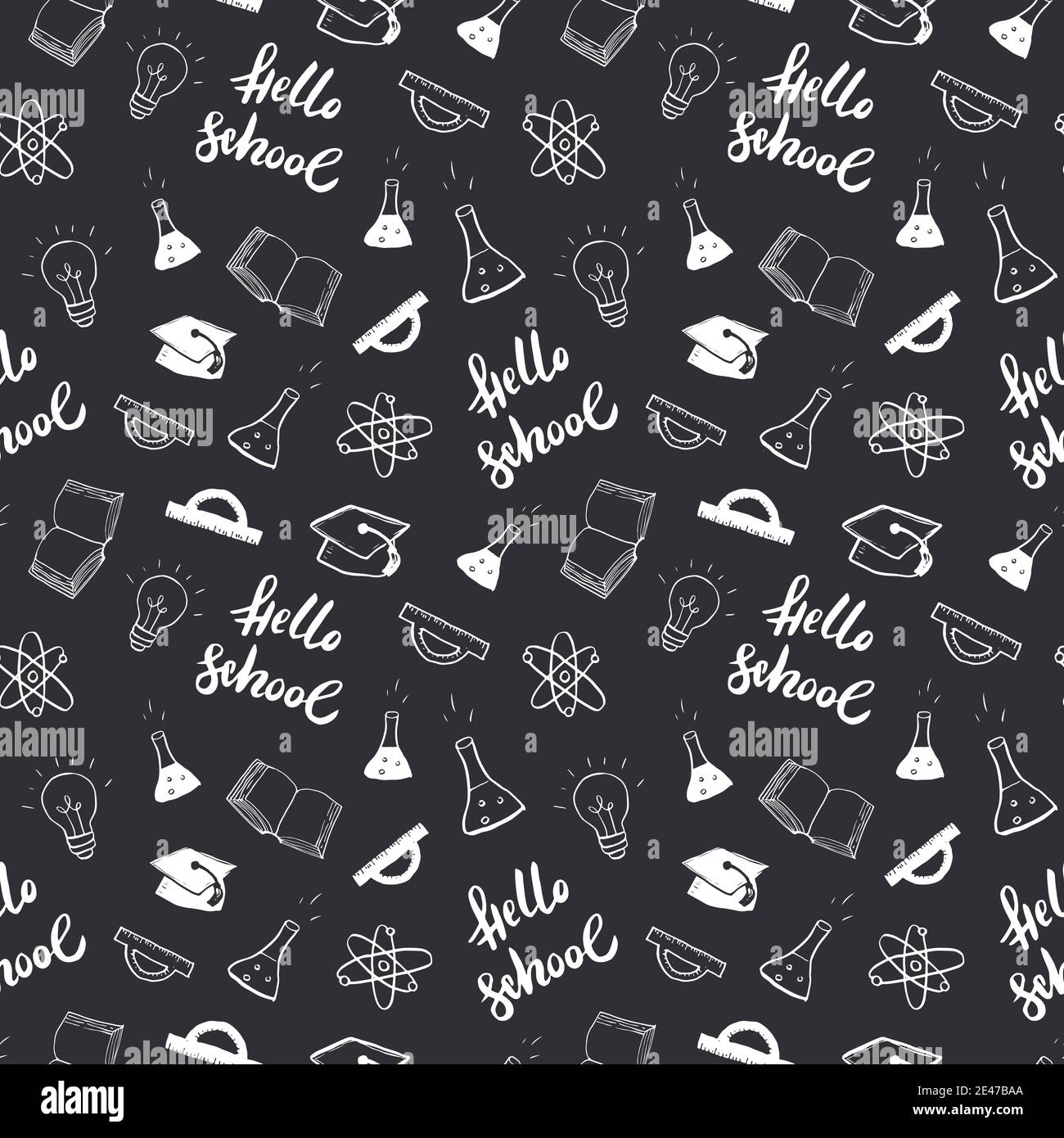 School seamless pattern Hand Drawn Doodles, Vector Illustration Stock ...