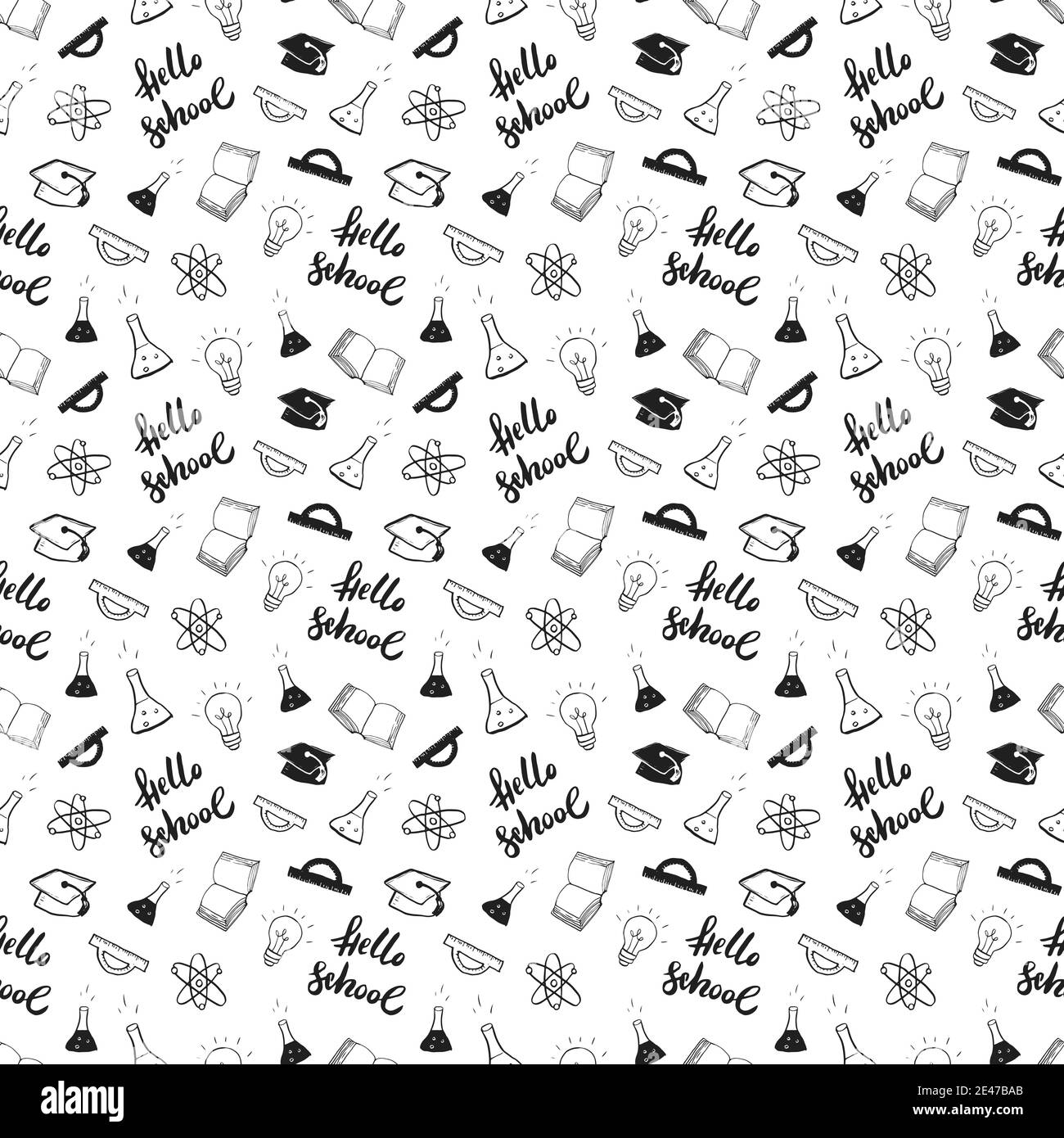 School seamless pattern Hand Drawn Doodles, Vector Illustration Stock ...