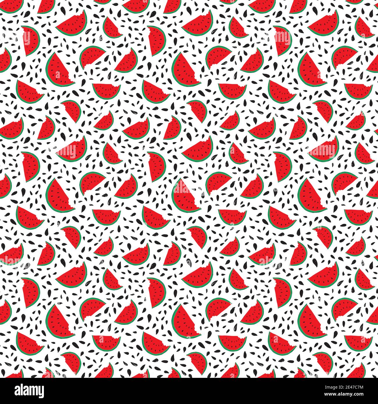 Watermelon Seamless Pattern hand drawn. Vector Illustration Stock ...