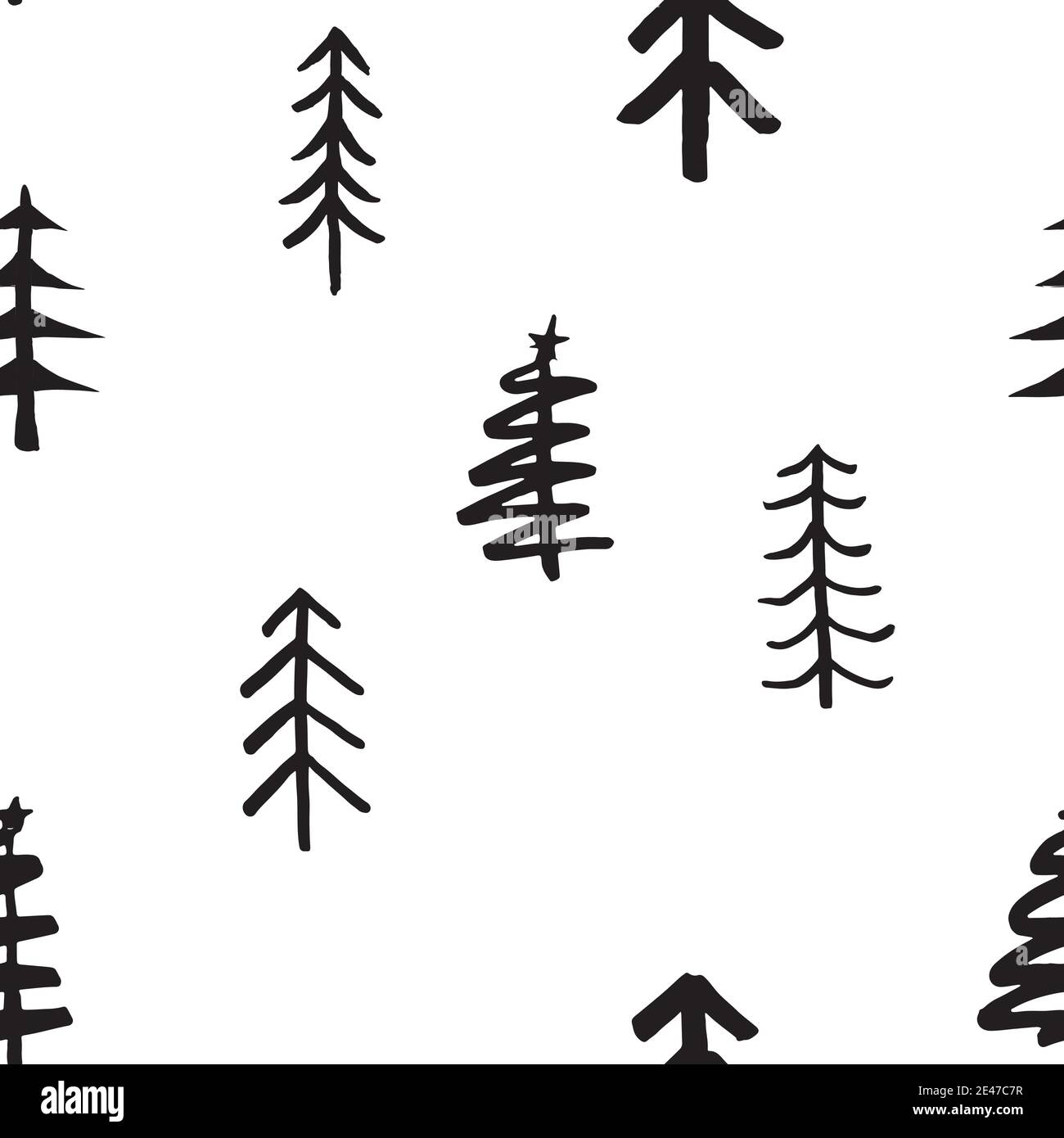 Pine tree seamless pattern. New Year and Christmas background, vector ...