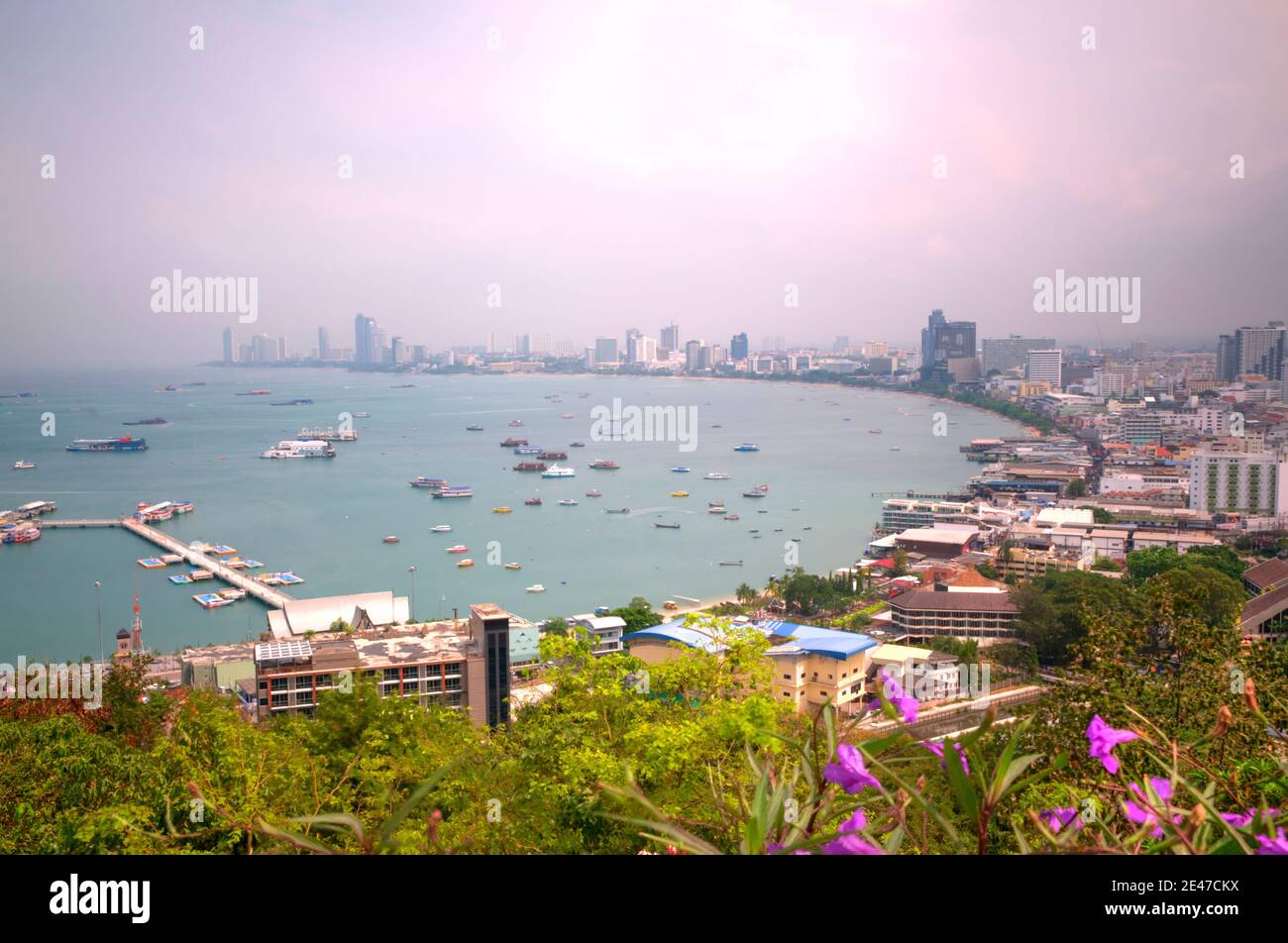 A View of Pattaya Beach at Daytime (long time exposure) Stock Photo
