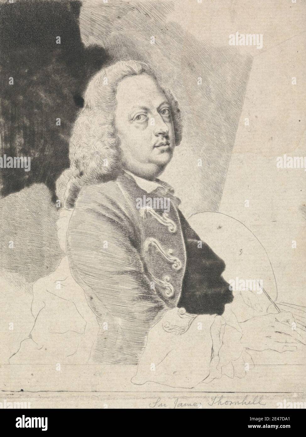Thomas Worlidge, 1700–1766, British, Sir James Thornhill. Etching. Public Domain Stock Photo