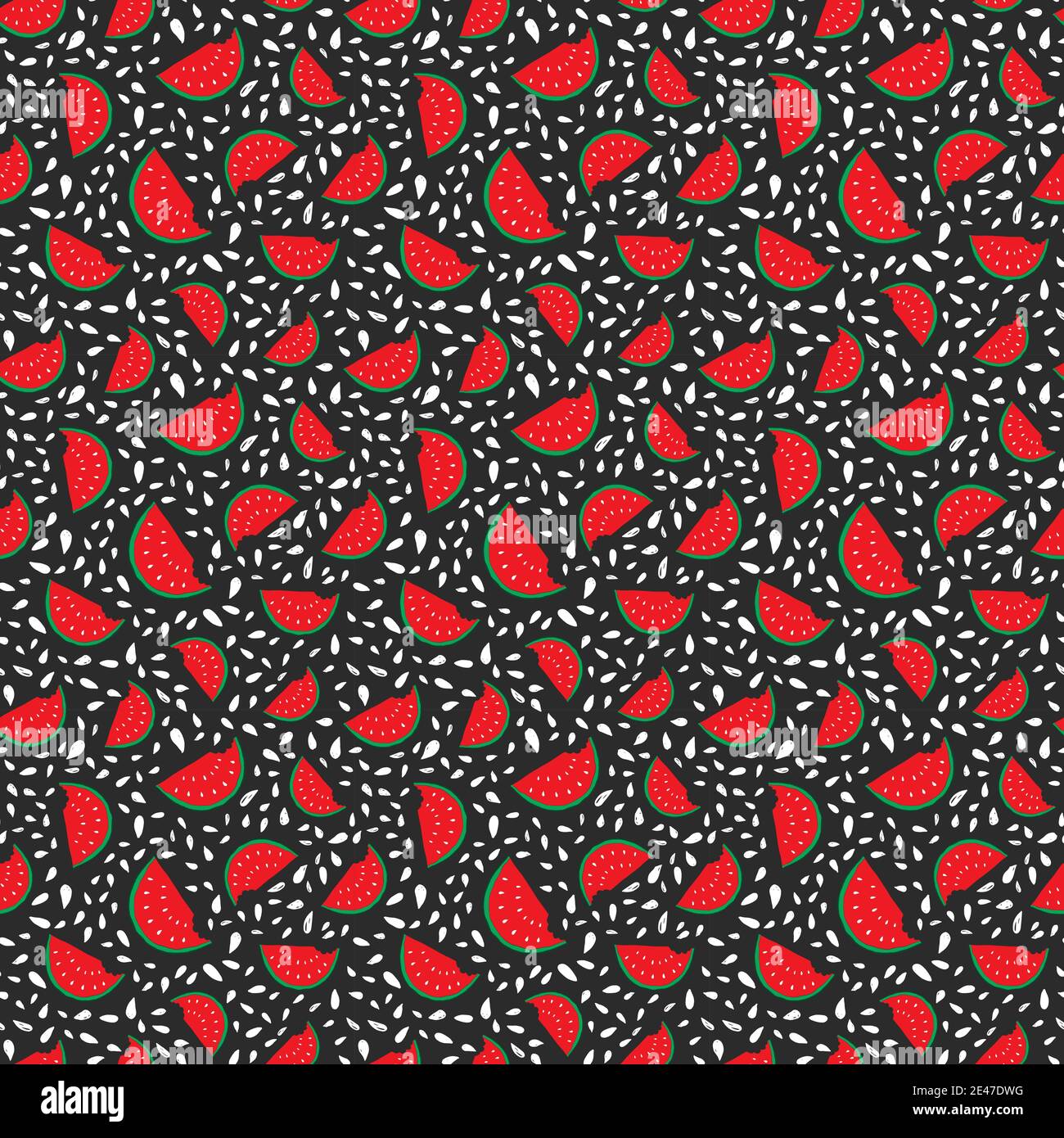 Watermelon Seamless Pattern hand drawn. Vector Illustration Stock ...