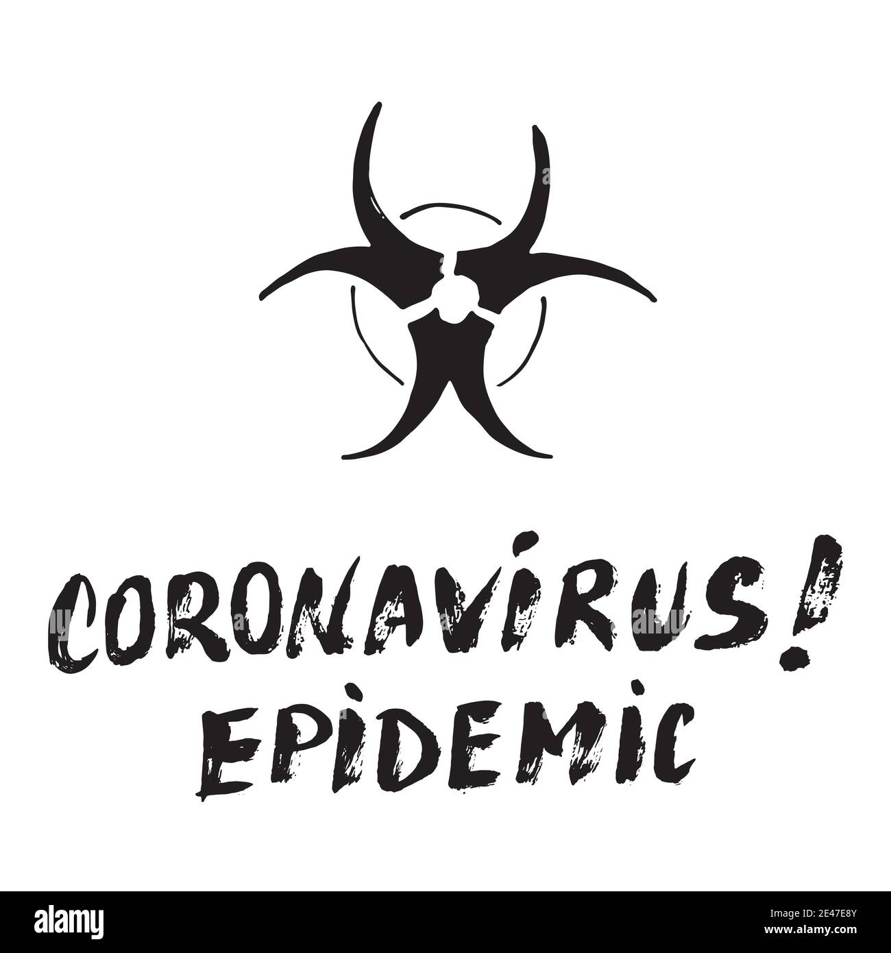 Coronavirus epidemic lettering Biohazard symbol icon. Vector ...