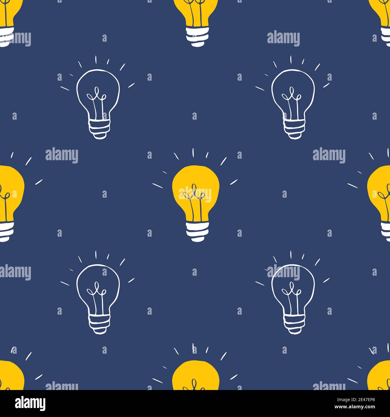 Light bulb Seamless Pattern hand drawn. Vector Illustration Stock ...