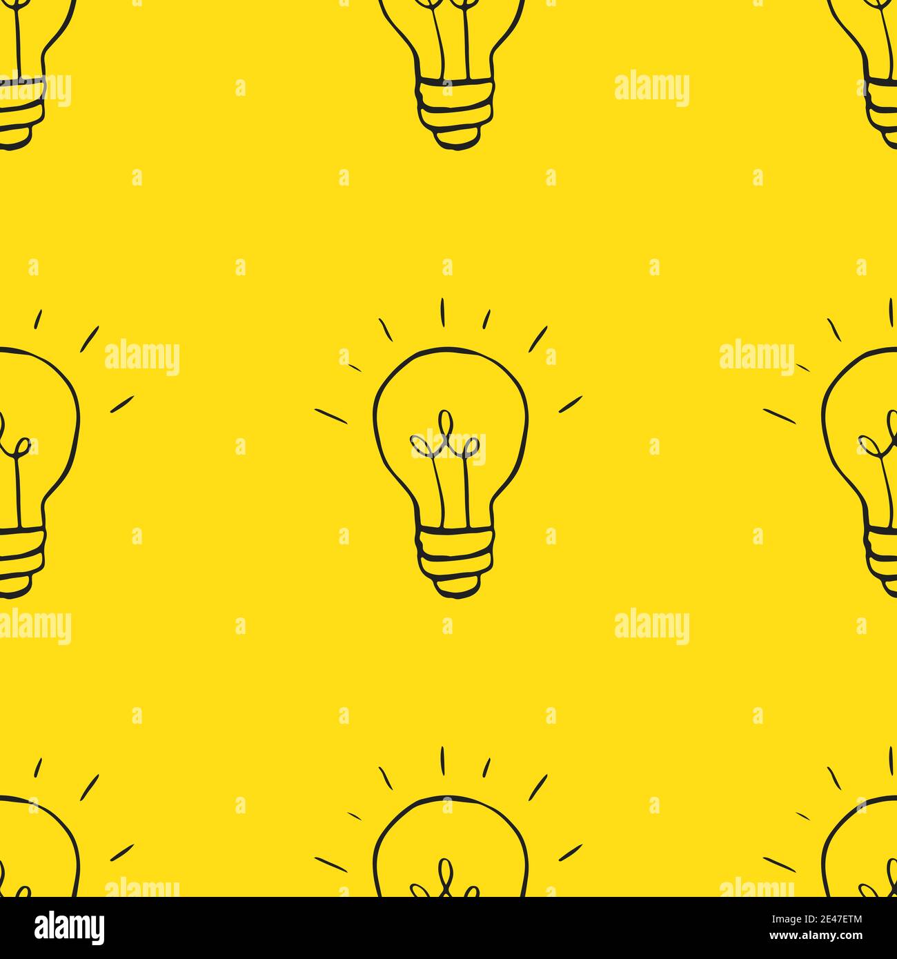 Light bulb Seamless Pattern hand drawn. Vector Illustration Stock ...