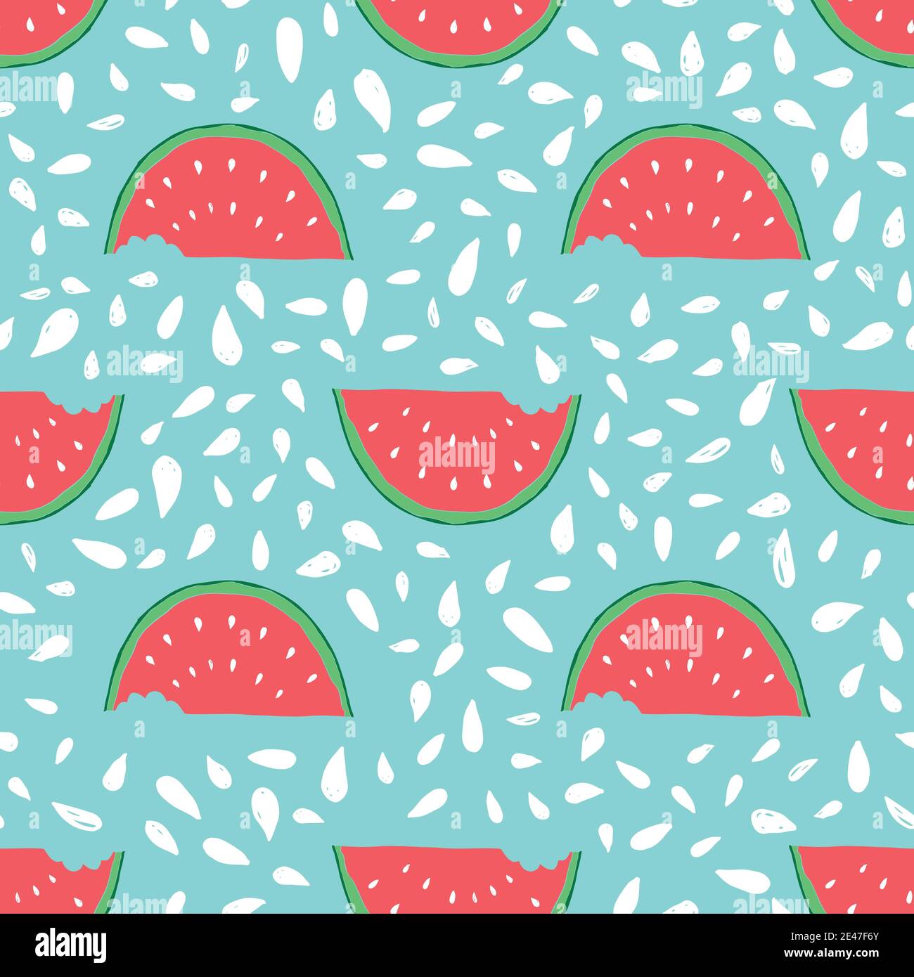 Watermelon Seamless Pattern hand drawn. Vector Illustration Stock ...