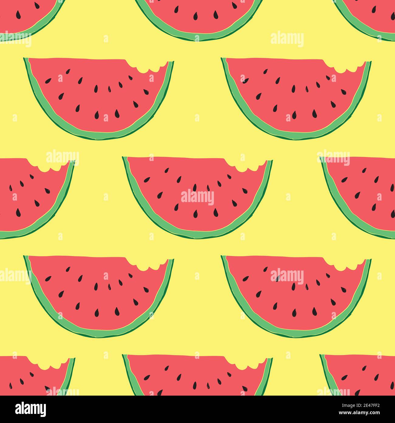 Watermelon Seamless Pattern hand drawn. Vector Illustration Stock ...
