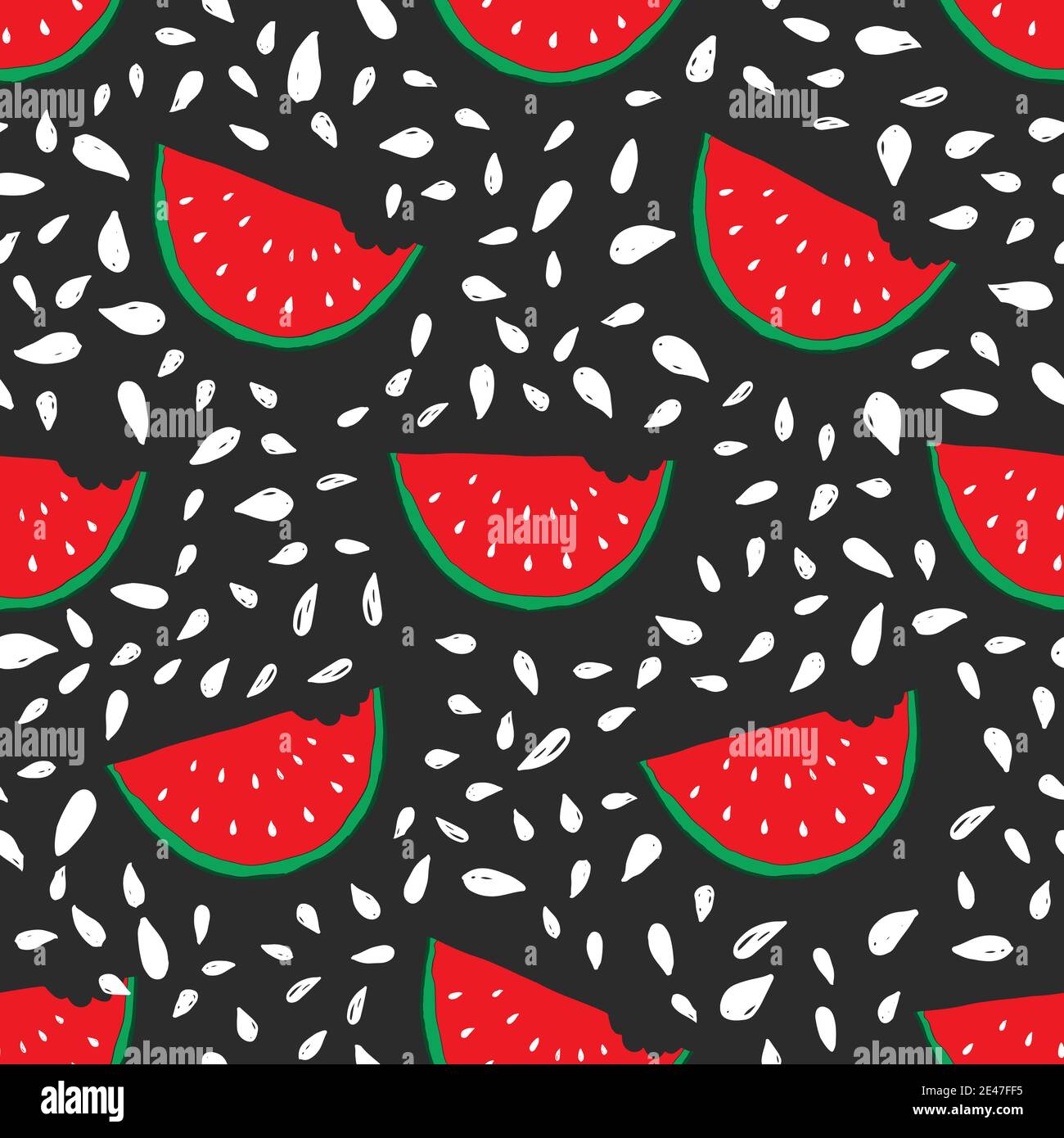 Watermelon Seamless Pattern hand drawn. Vector Illustration Stock ...