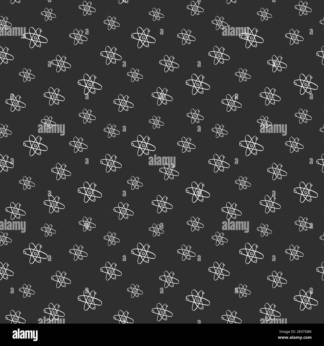 Atom symbol Seamless Pattern hand drawn. Vector Illustration. Stock Vector