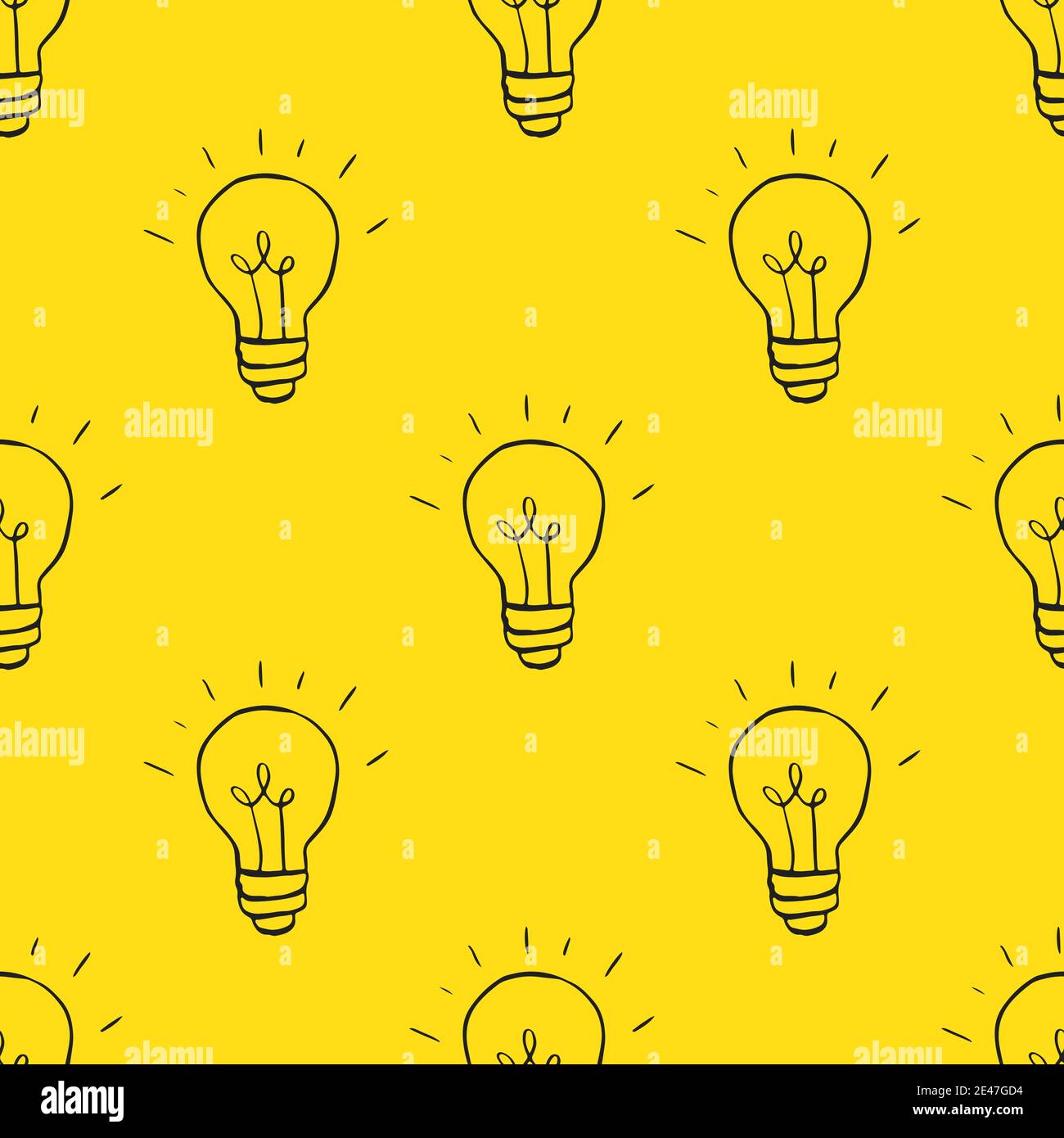 Light bulb Seamless Pattern hand drawn. Vector Illustration Stock ...