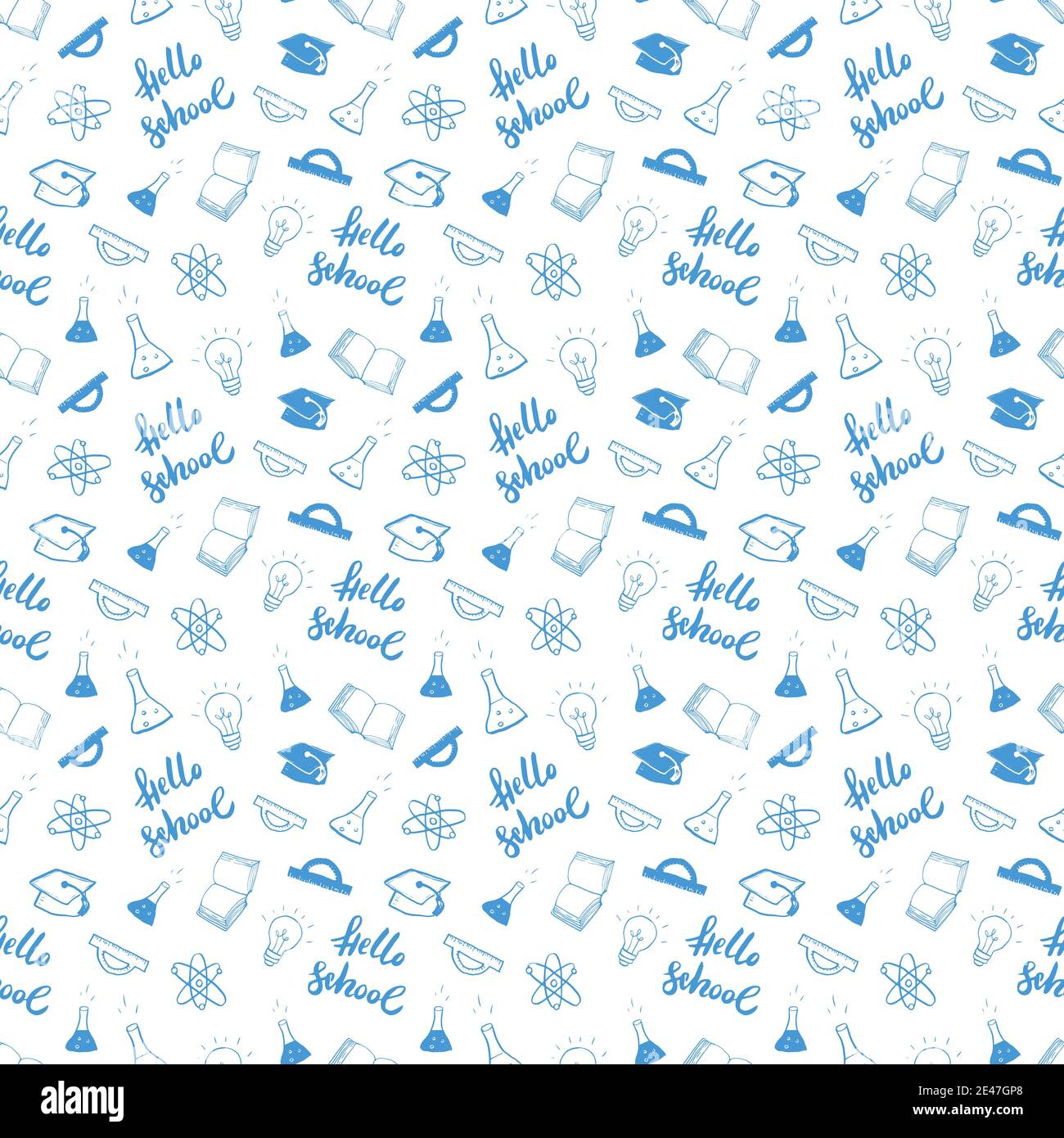 School seamless pattern Hand Drawn Doodles, Vector Illustration Stock ...