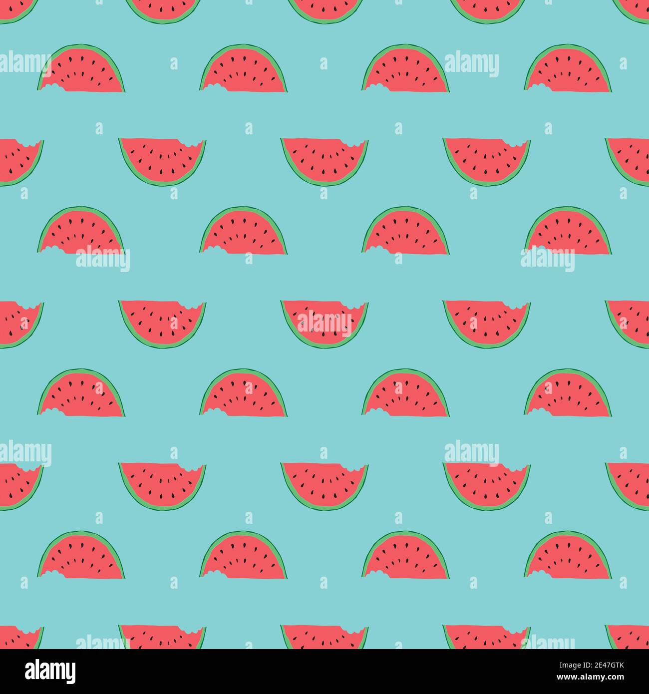 Watermelon Seamless Pattern hand drawn. Vector Illustration Stock ...
