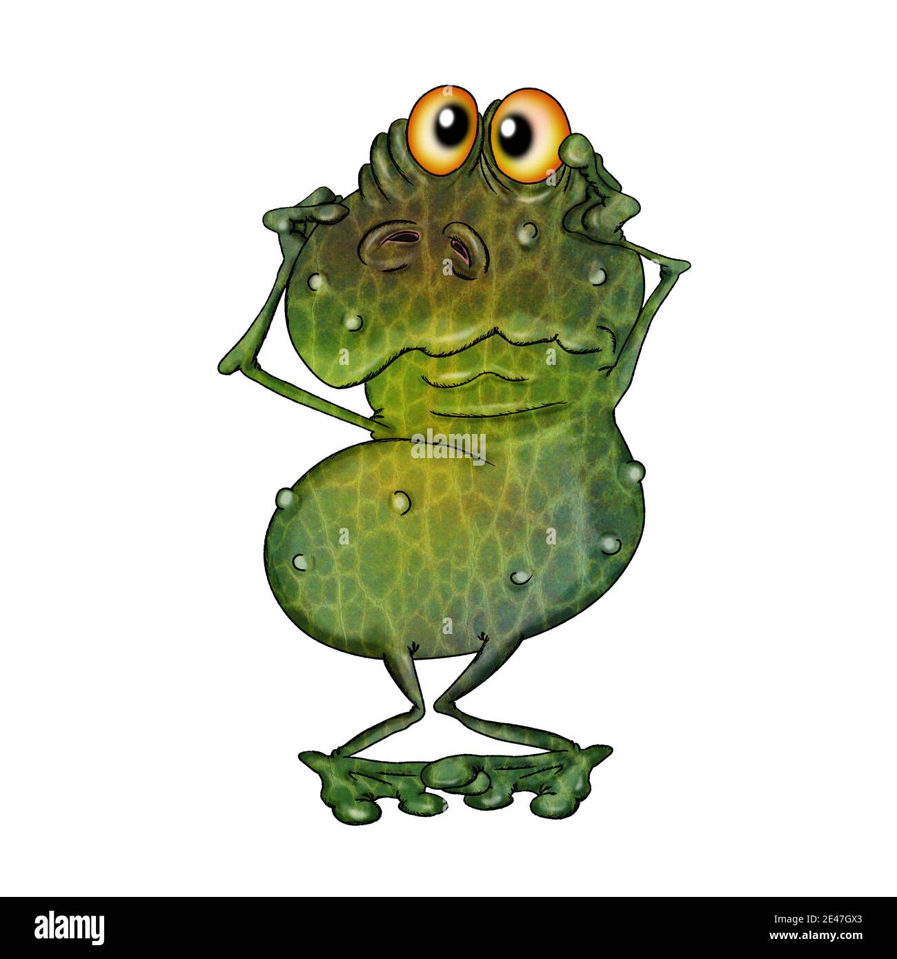 Confused goggle-eyed toad. Illustration on white background.. Stock Photo