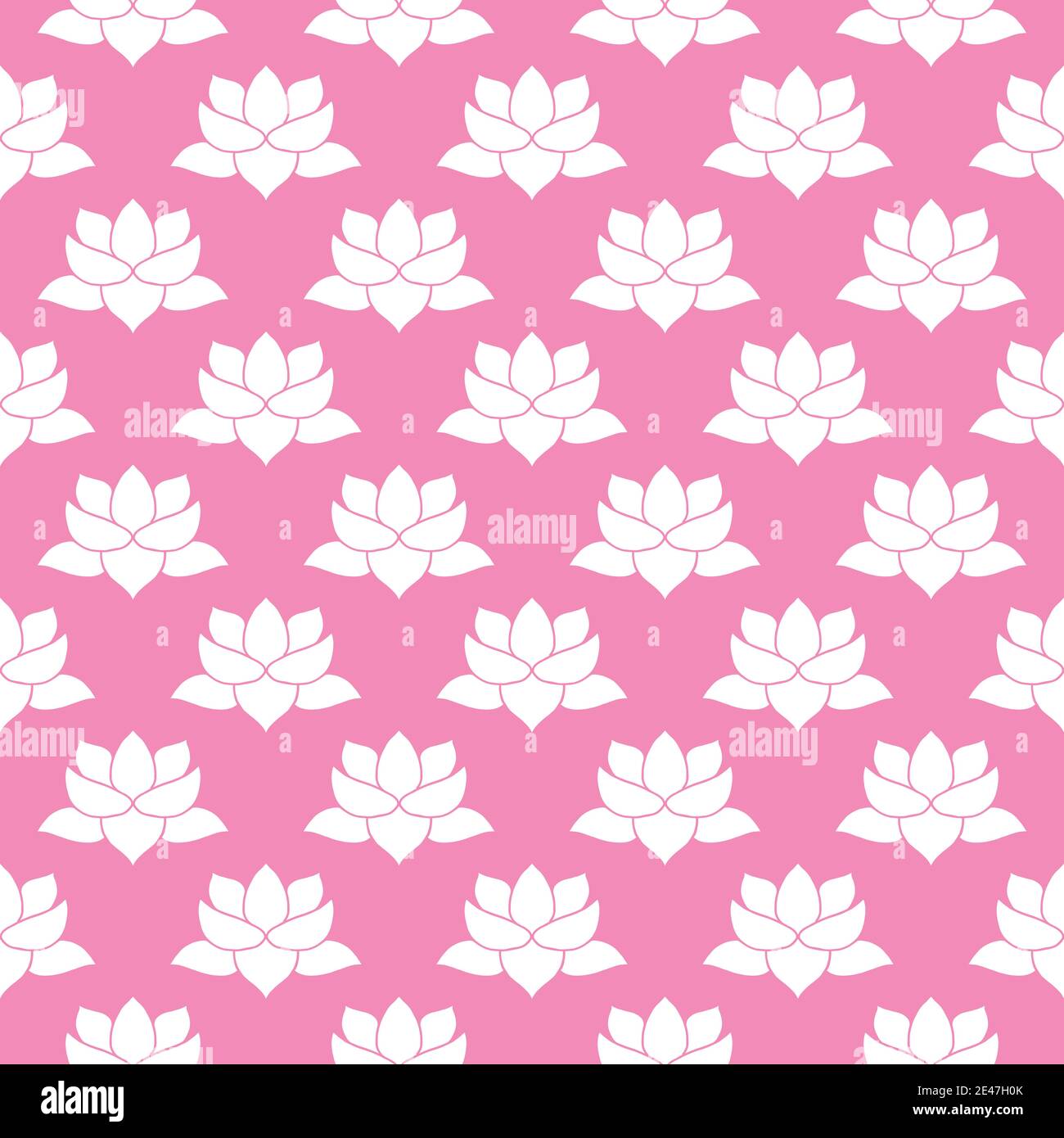 Lotus flower Seamless Pattern, Hand Drawn doodle background. Vector ...