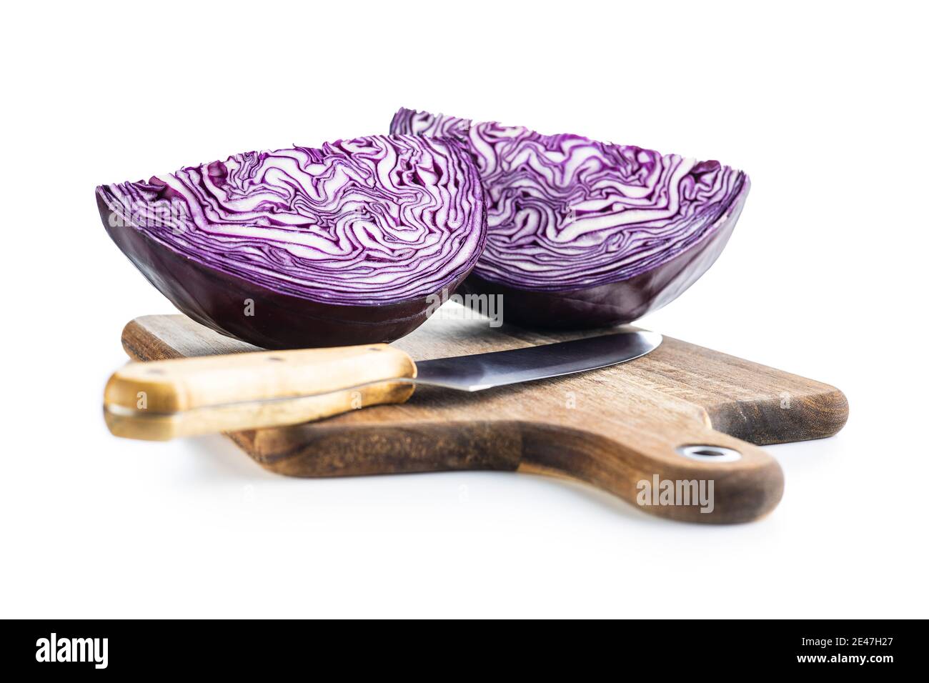 Fresh red cabbage isolated on white background. Stock Photo