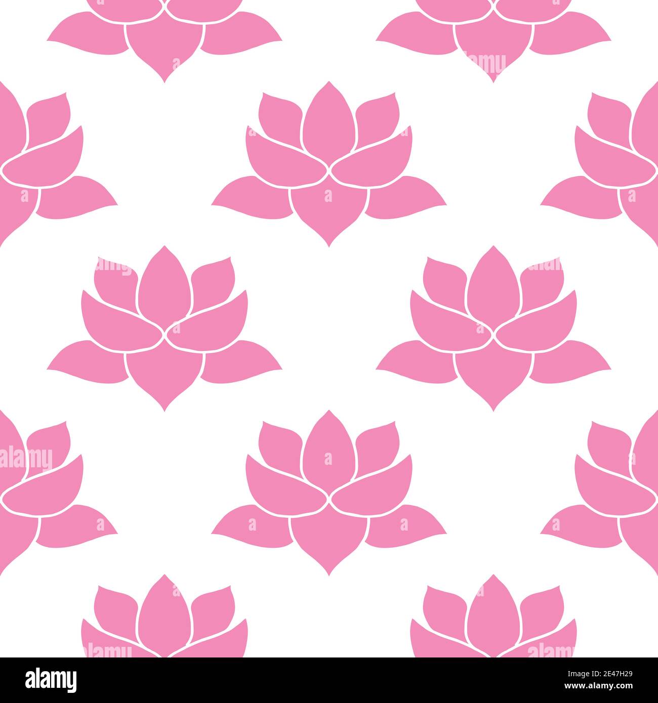 Lotus flower Seamless Pattern, Hand Drawn doodle background. Vector ...