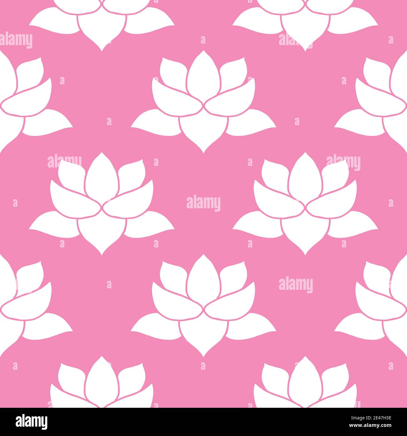 Lotus flower Seamless Pattern, Hand Drawn doodle background. Vector ...