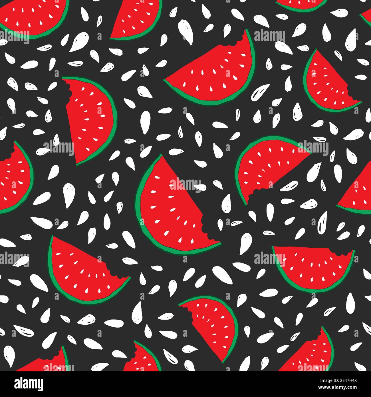 Watermelon Seamless Pattern hand drawn. Vector Illustration Stock ...