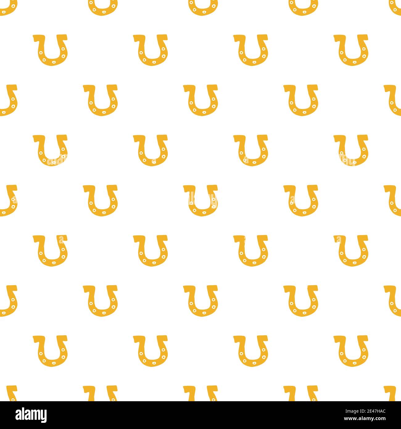 Horseshoe Seamless Pattern, Hand Drawn doodle background. Vector illustration. Stock Vector