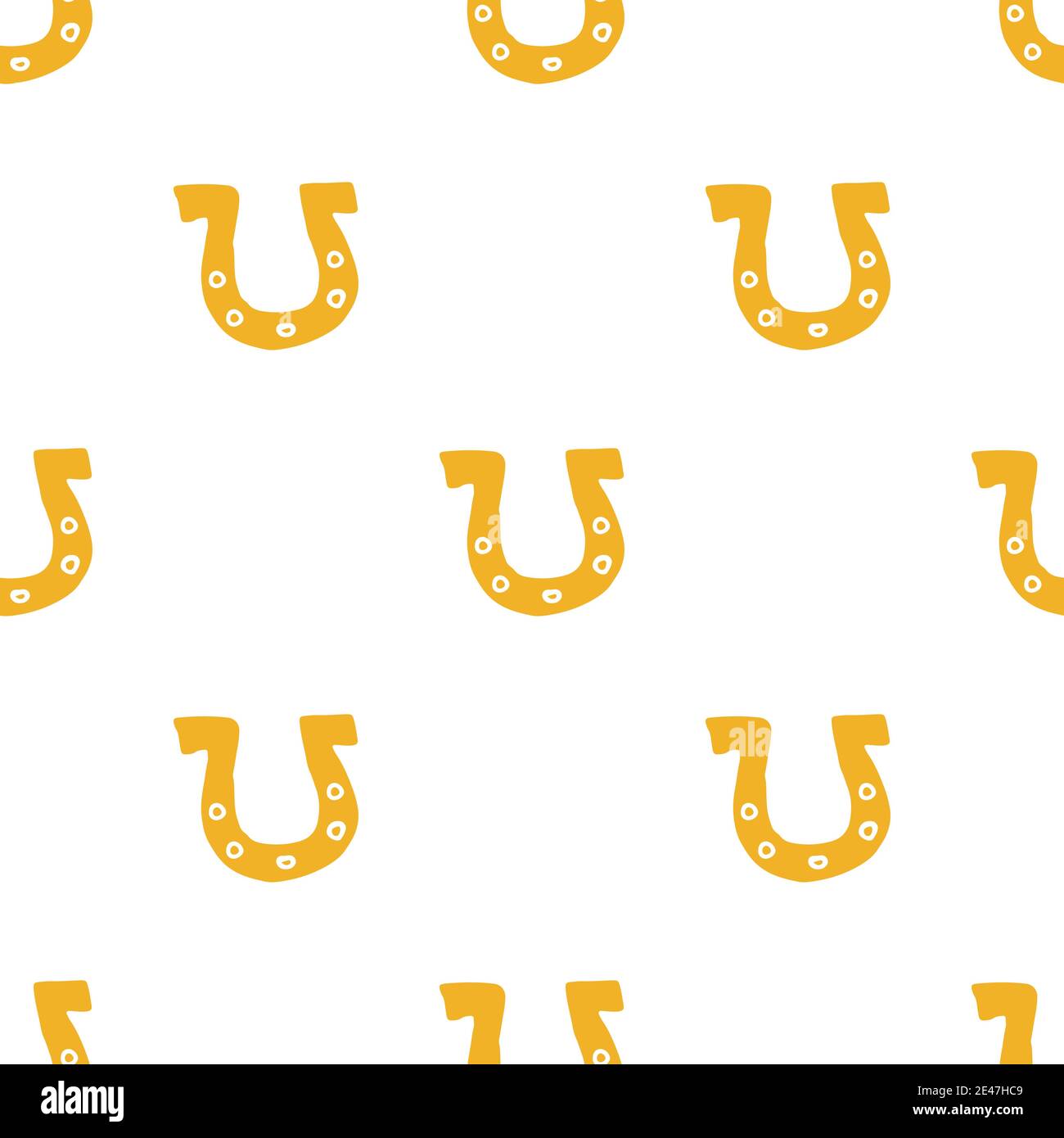 Horseshoe Seamless Pattern, Hand Drawn doodle background. Vector illustration. Stock Vector