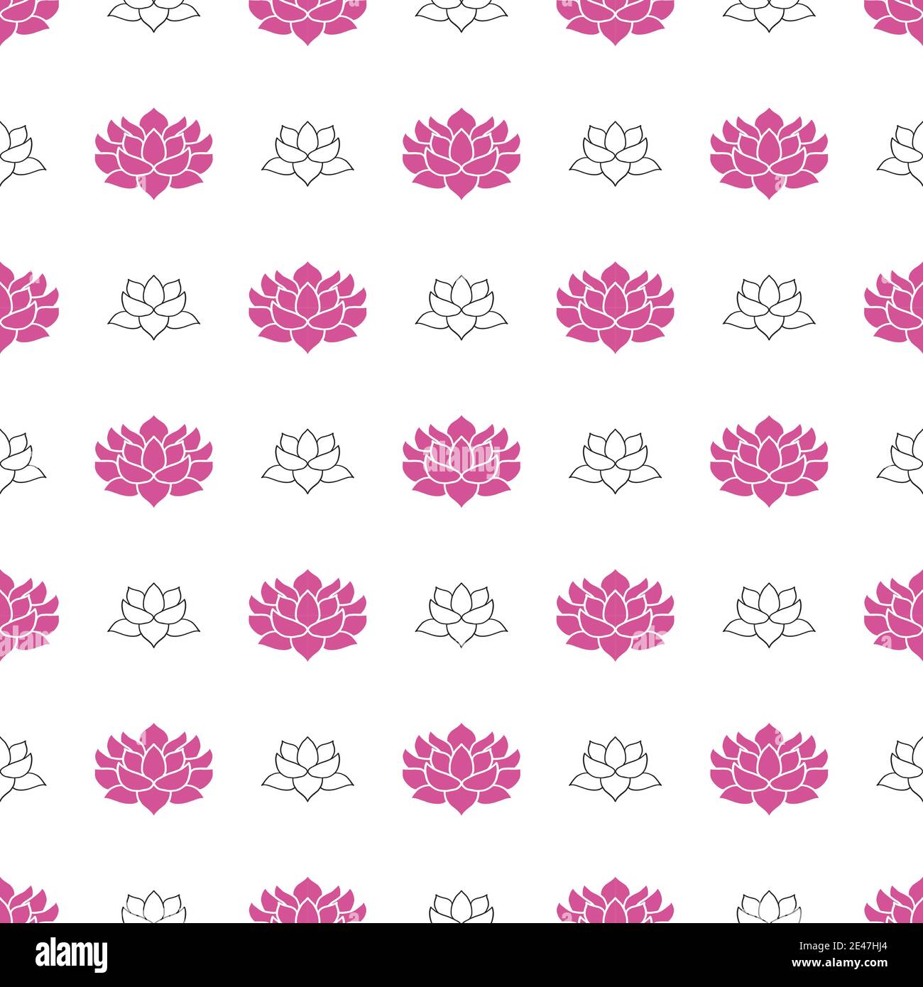 Lotus flower Seamless Pattern, Hand Drawn doodle background. Vector ...