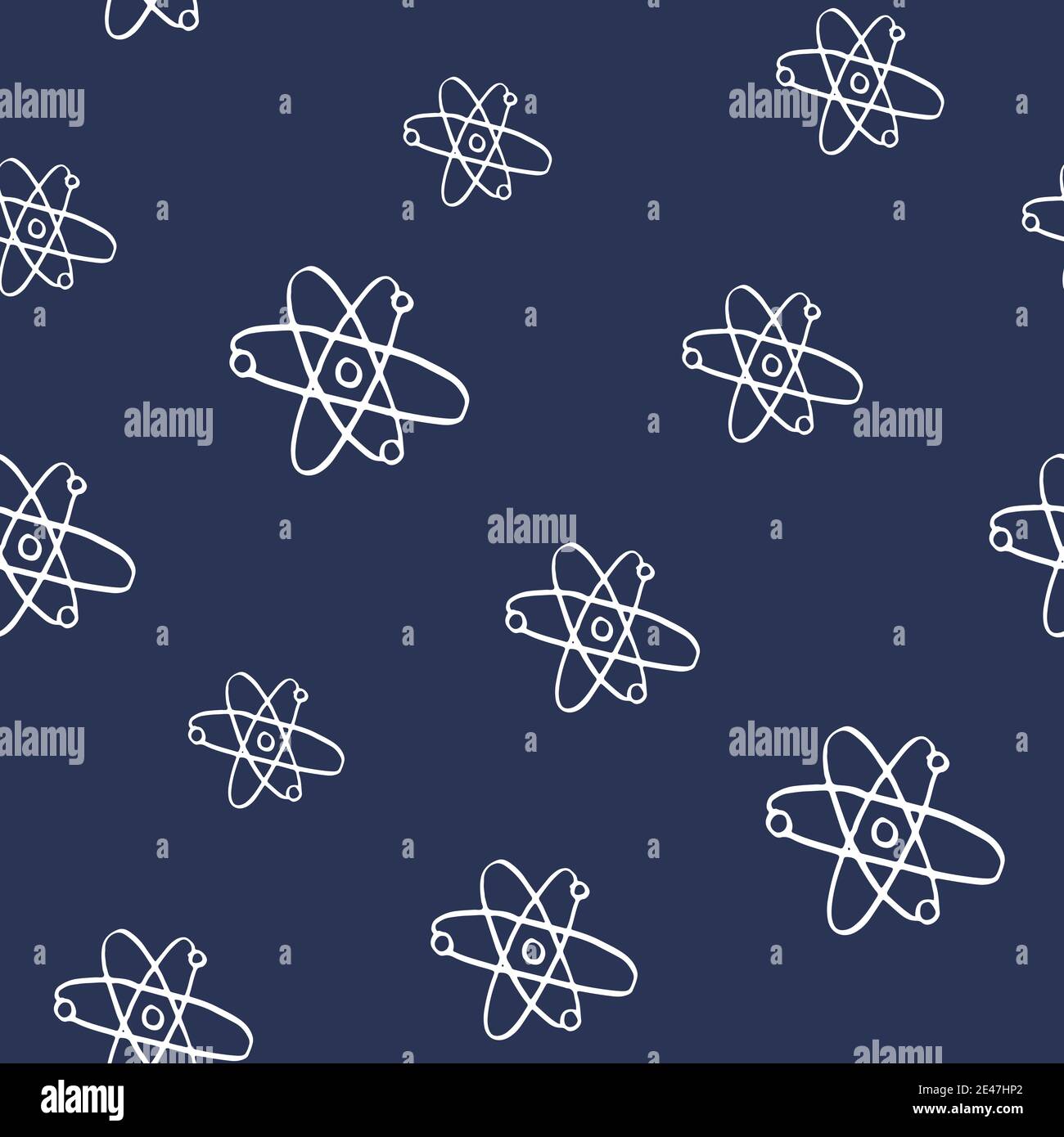 Atom symbol Seamless Pattern hand drawn. Vector Illustration. Stock Vector