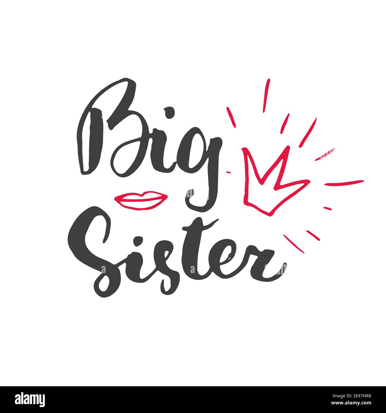 Big Sister calligraphic Lettering sign, child nursery printable phrase ...