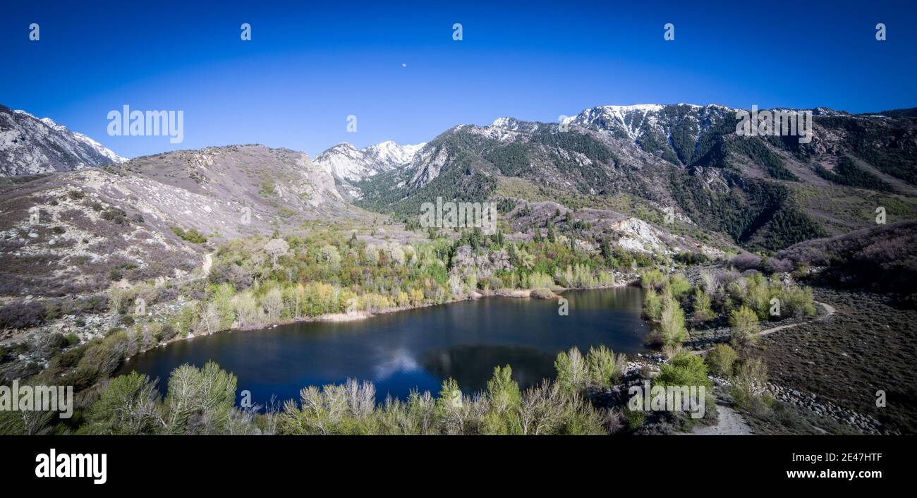 Magnificent view of a small lake in the picturesque Bell Canyon Reservoir Stock Photo