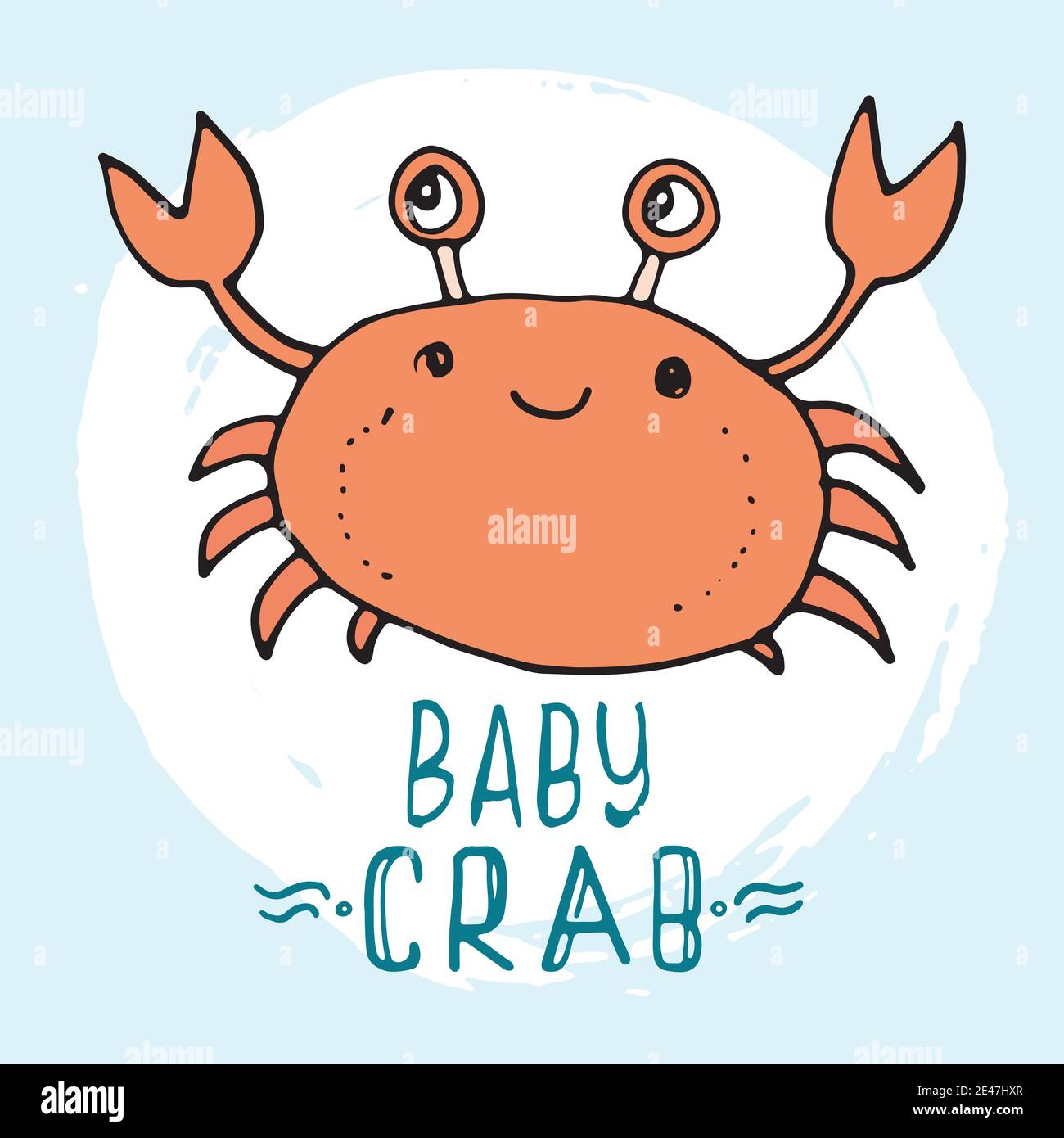 Cute Crab Cartoon Hand Drawn Animal Doodles Vector Illustration ...