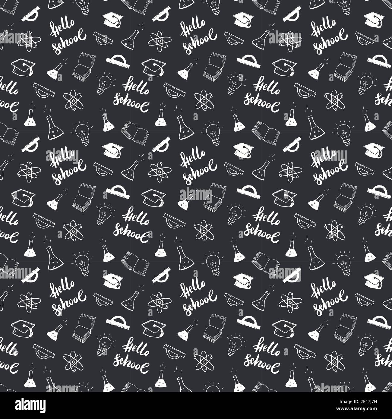 School seamless pattern Hand Drawn Doodles, Vector Illustration Stock ...