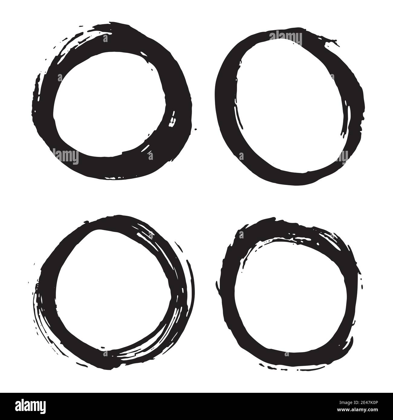 Round Frames, grunge textured hand drawn elements set, vector ...
