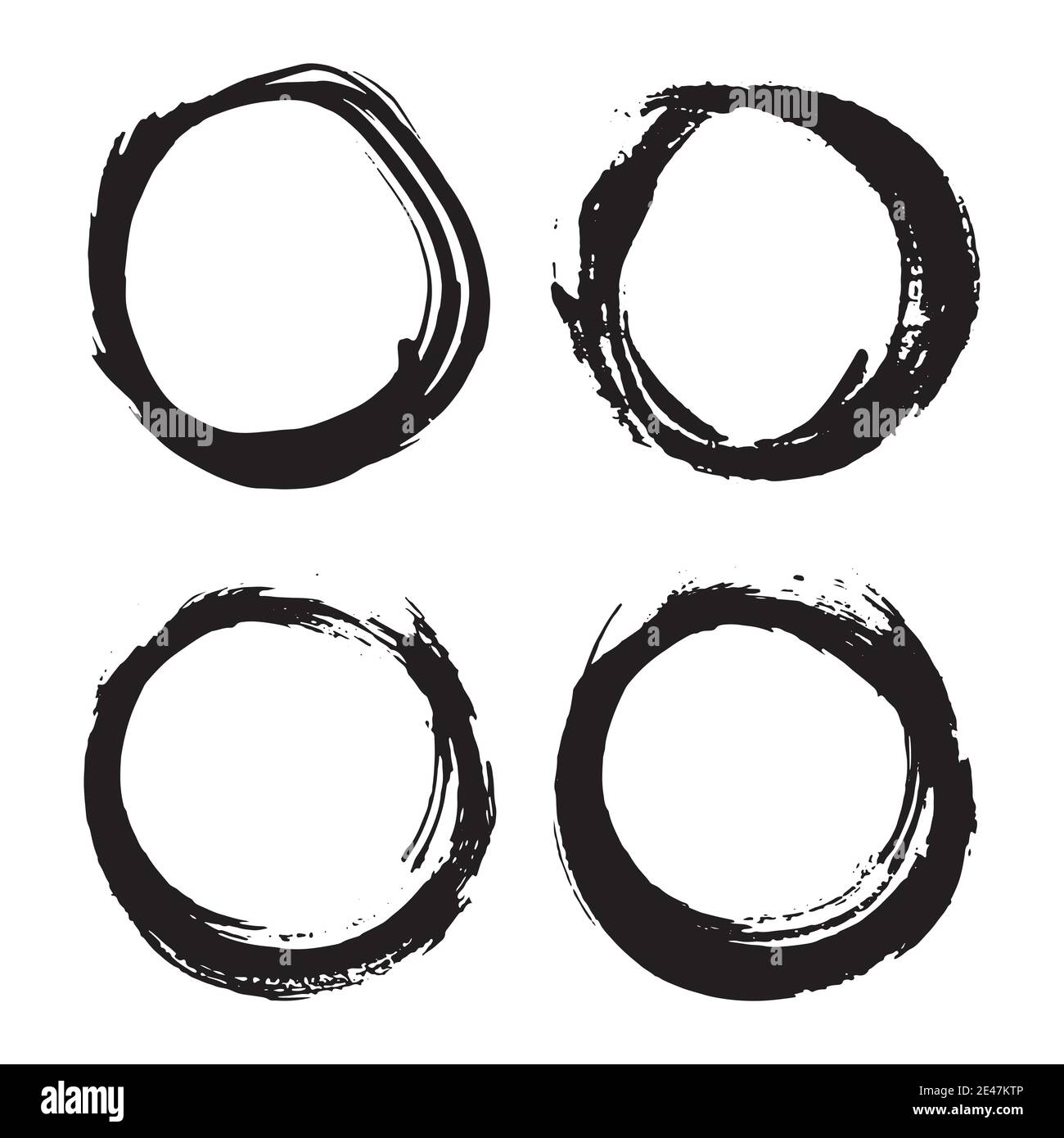 Round Frames, grunge textured hand drawn elements set, vector ...