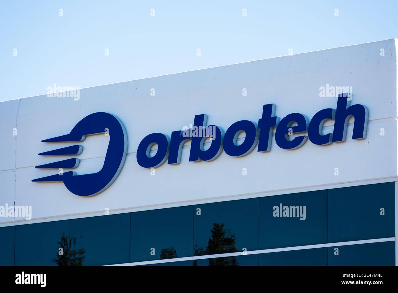 Orbotech sign, logo on SIlicon Valley office. Orbotech Ltd. is a KLA technology company - San Jose, California, USA - 2020 Stock Photo