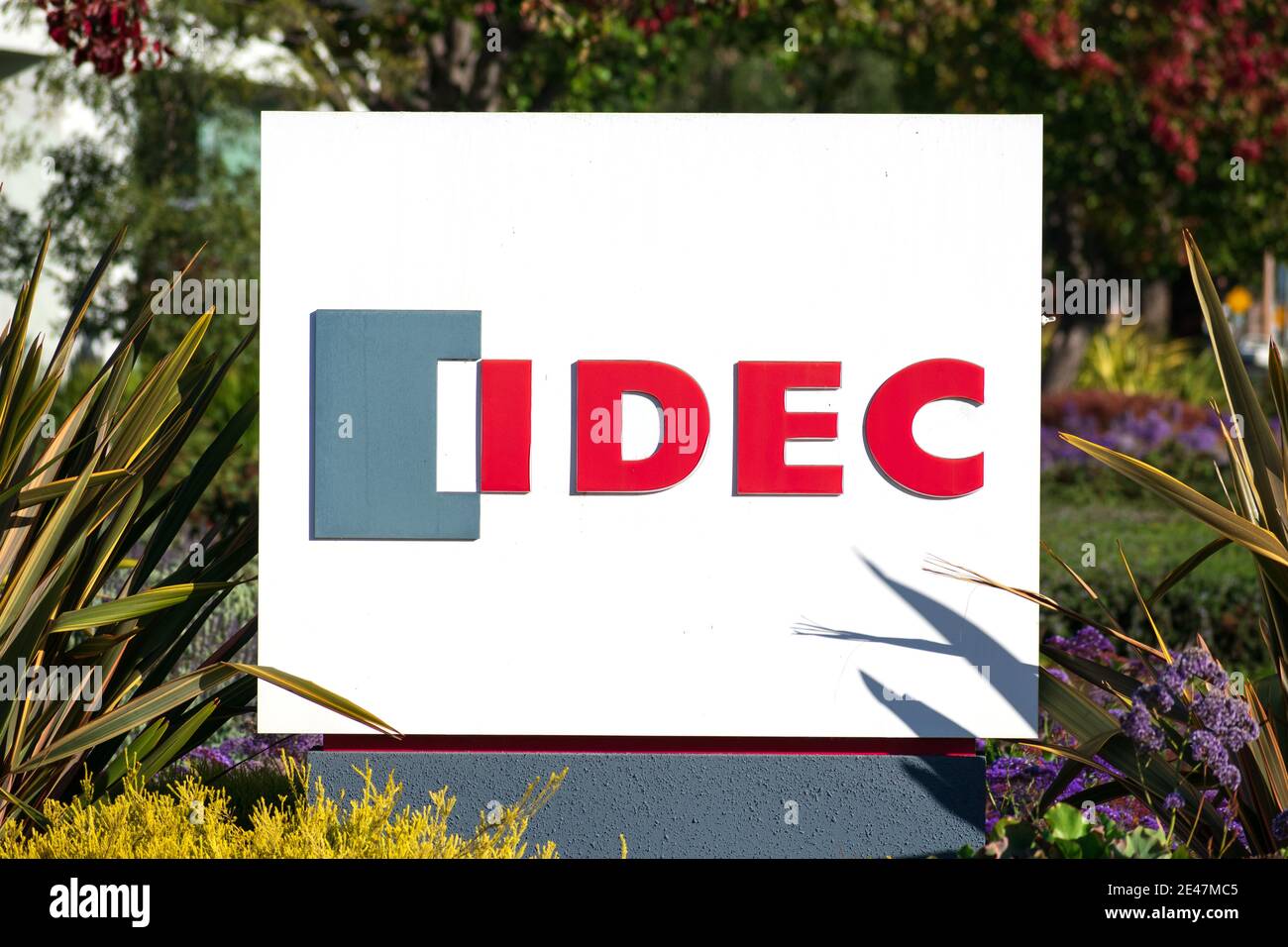 IDEC sign, logo at headquarters in Silicon Valley. IDEC Corporation is