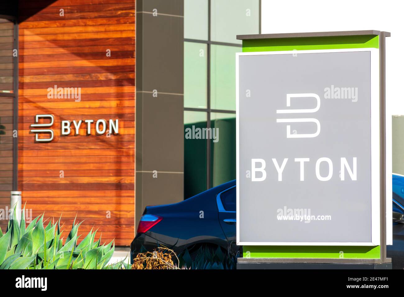 Byton headquarters in Silicon Valley. Byton is a Chinese all-electric vehicle automotive brand - Santa Clara, California, USA - 2020 Stock Photo