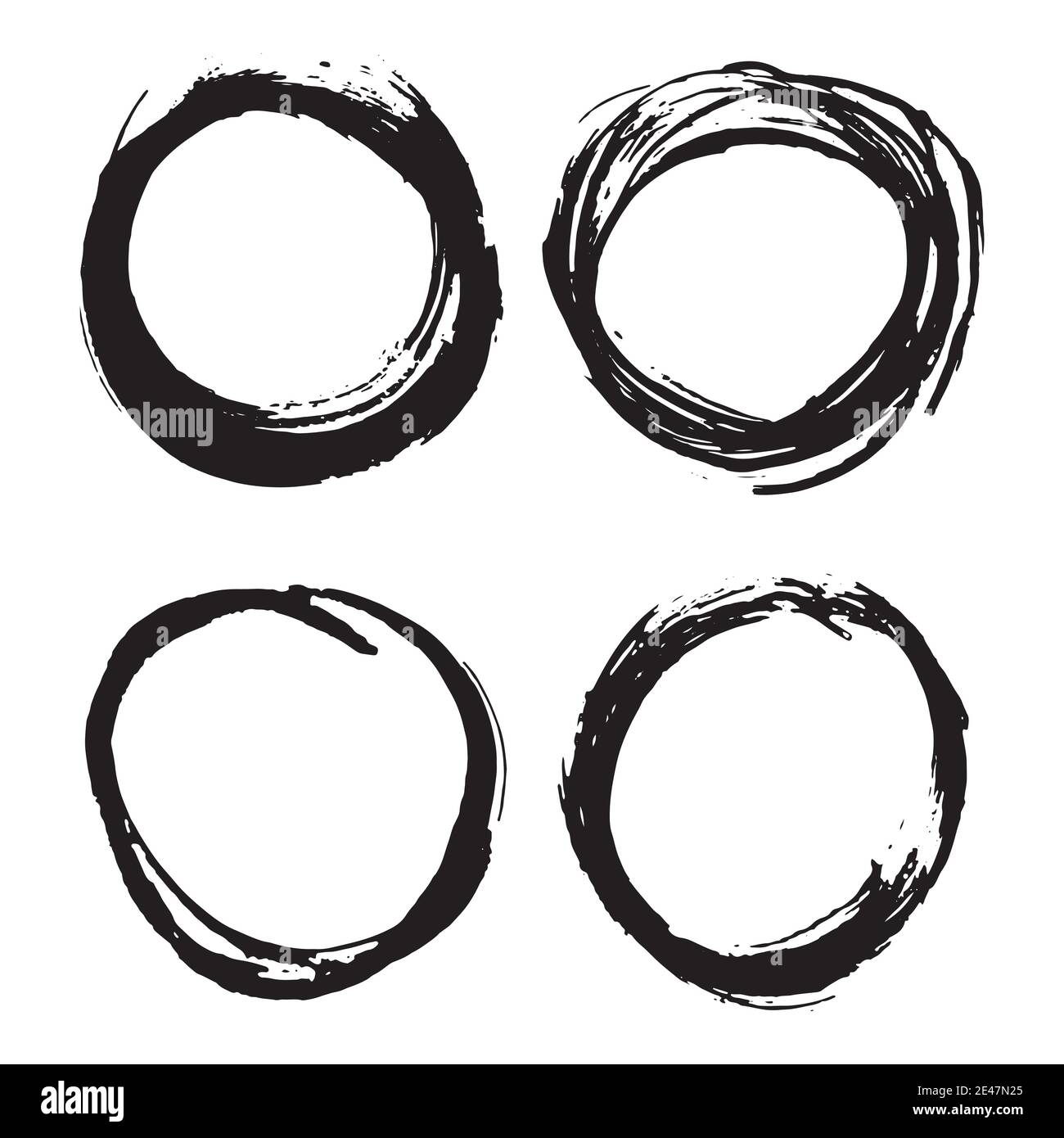 Round Frames, grunge textured hand drawn elements set, vector ...