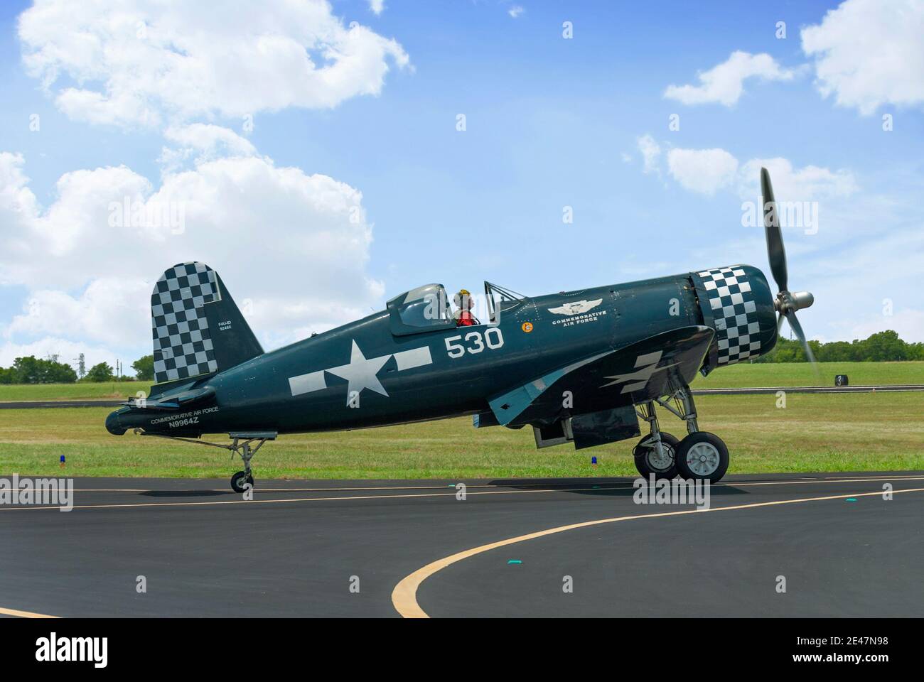Fort Worth, Texas, USA, 17 th Jun 2012. Old Vintage airplane on the runway Stock Photo