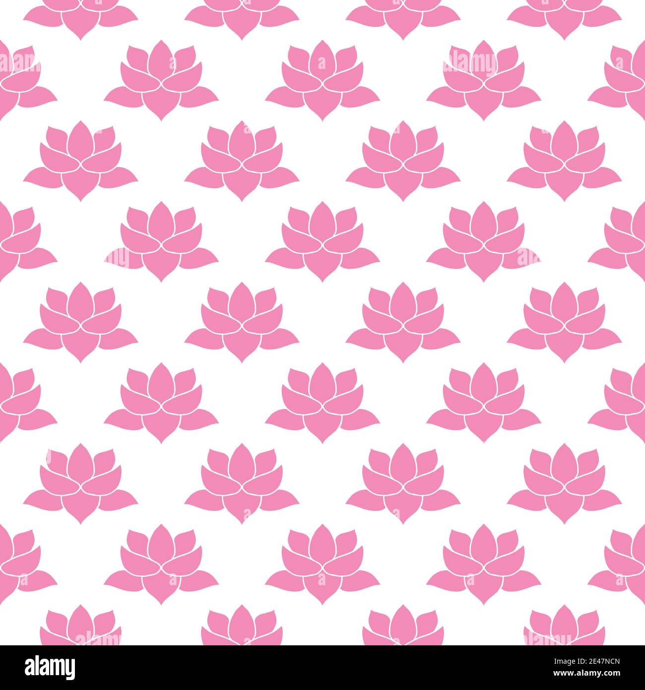 Lotus flower Seamless Pattern, Hand Drawn doodle background. Vector ...