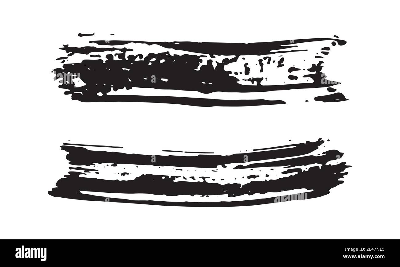 Brush strokes Set hand drawn grunge texture vector illustration ...