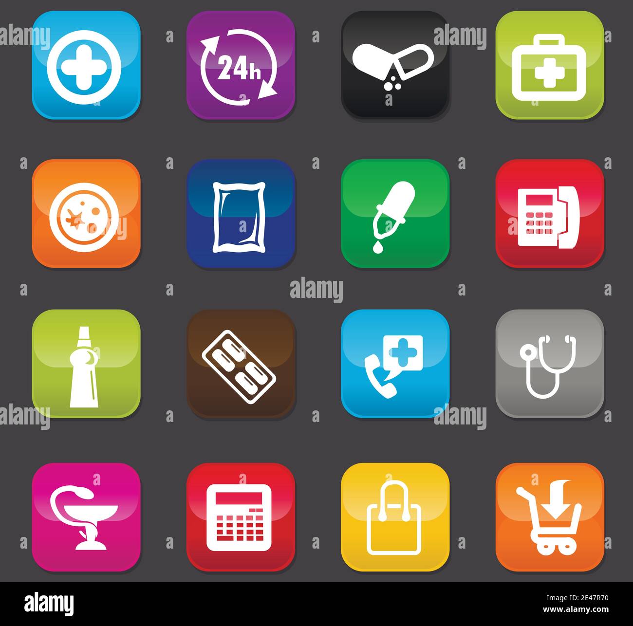 Drug store icons set Stock Vector