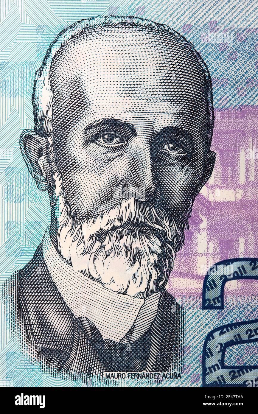 Mauro Fernandez Acuna a portrait from Costa Rican money Stock Photo