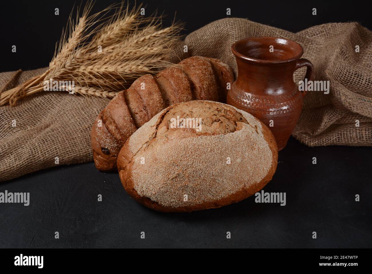 Composition with variety of bread Stock Photo - Alamy