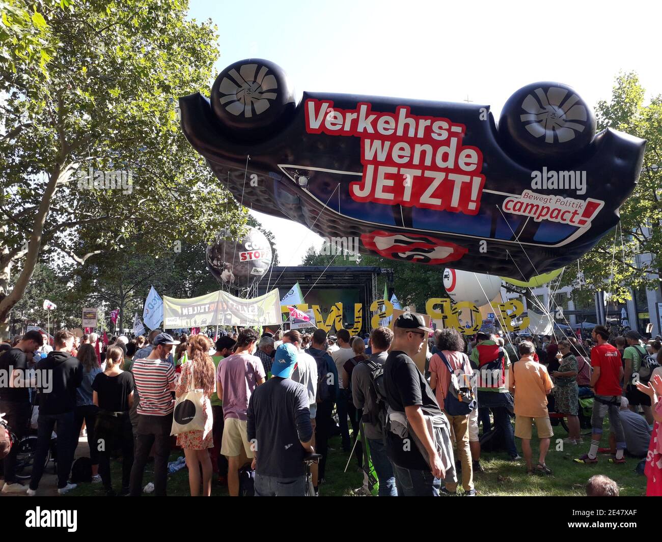 FRANKFURT, GERMANY - Sep 14, 2019: Protests for a mobility change at the International Motor Show, Internationale Automobil Ausstellung, IAA, Frankfur Stock Photo