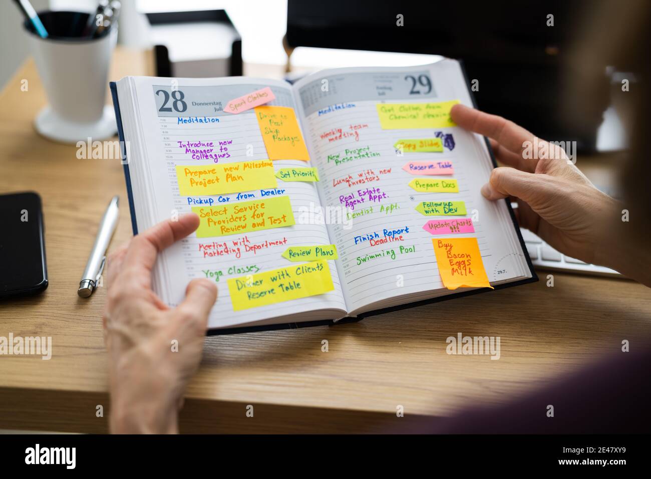 Business Diary Agenda List And Meeting Calendar Stock Photo Alamy