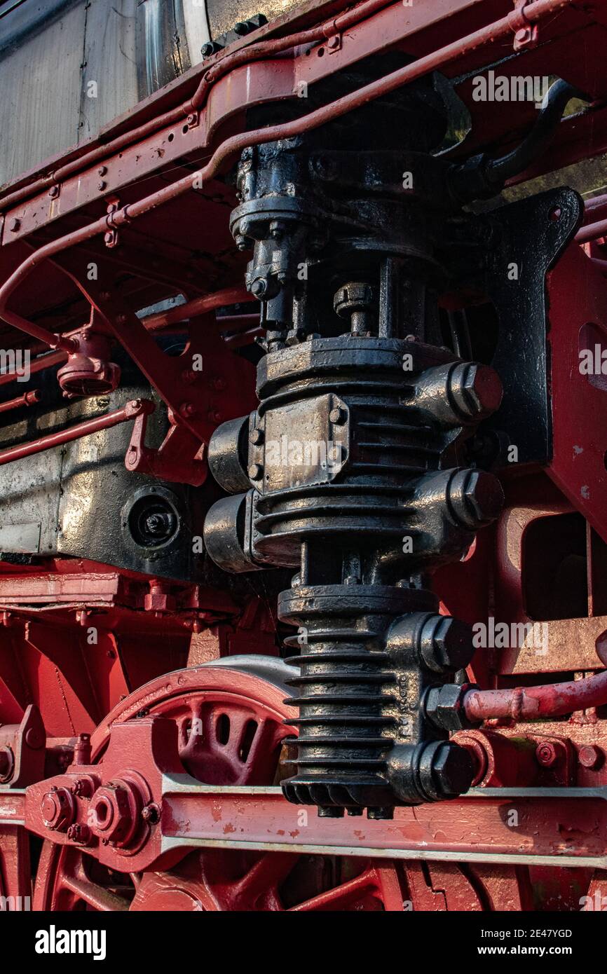 Closeup vertical shot of an old vintage steam wheel mechanism details Stock Photo Alamy